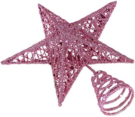 BinaryABC Christmas Tree Topper Star,Glittering Christmas Tree Decoration Ornaments,20cm (Pink)