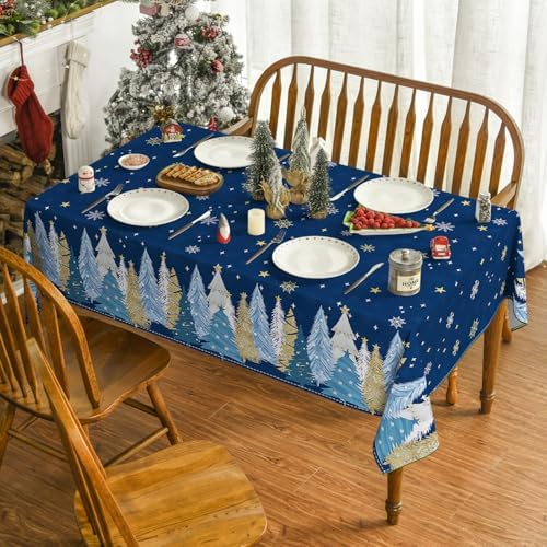 Horaldaily Christmas Tablecloth 60 x 84 Inch Rectangular Christmas Trees