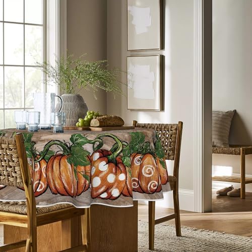 Horaldaily Fall Tablecloth 90 x 90 Inch Round Thanksgiving Autumn Harvest