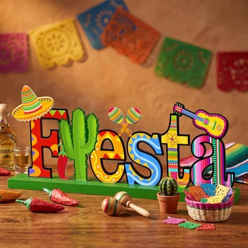Cinnvoice Metal Mexican Table Sign Cinco De Mayo Decoration Fiesta Farmhouse Cinco De Mayo Table Centerpiece Letter Mexicantiered Tray Decorations for Shelf Office Kitchen Home Party