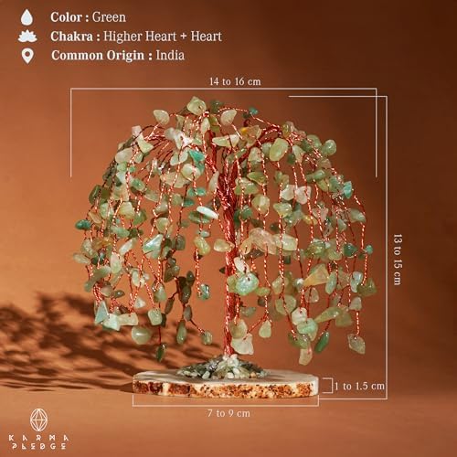 KARMAPLEDGE Chakra Tree of Life Birthday Gifts for Women, Home and Office Decor, Handmade Green Aventurine Crystal Tree