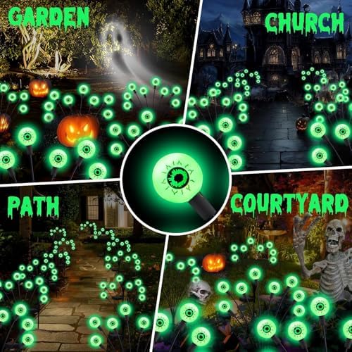 ASMAD Halloween Decorations Outdoor Solar Scary Eyeball Lights,8Pack 64LEDs