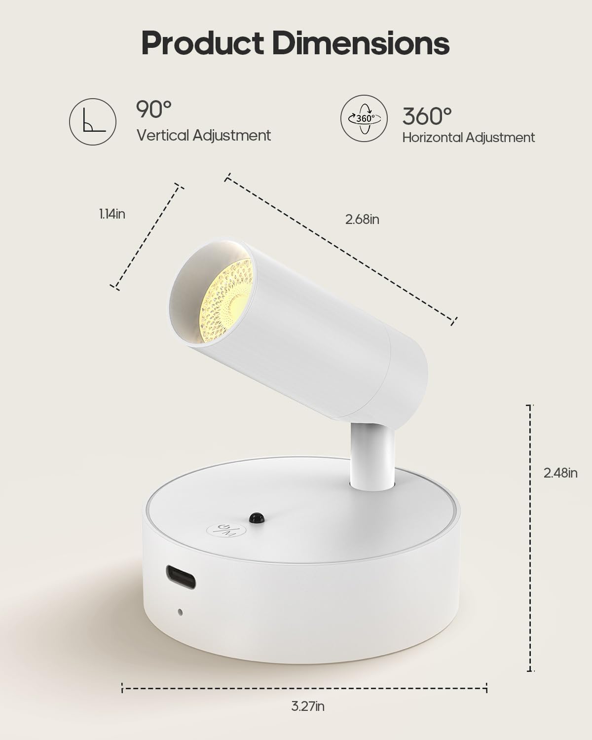 Spotlights Indoor with Remote, 3000Mah Rechargeable Wireless Plant Light | Up Lights with 3 Colors & Dimmer, Small LED