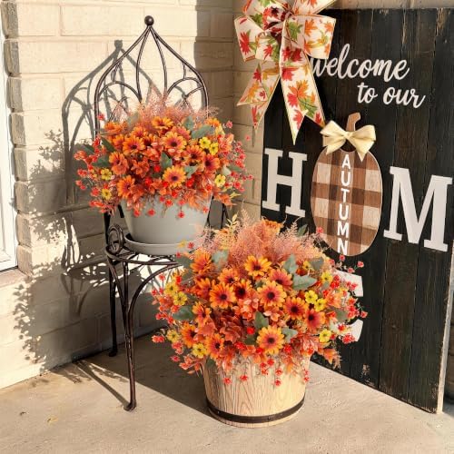 INQCMY Artificial Fall Flowers for Outdoor Porch Decoration,12pcs Fake Mums