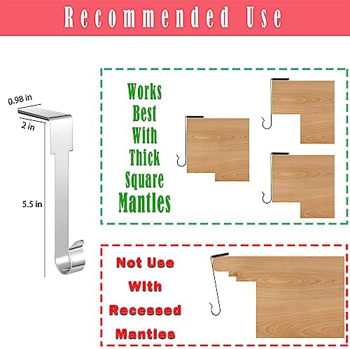 ARCHCRTC 6 Pcs Christmas Stocking Holders Mantel Hook Hangers Fireplace Hooks Hanger Christmas Stocking Hook Fireplace Hanger Grip for Christmas Party Decorations (Silver, 6)