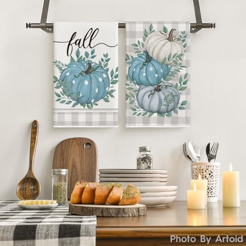 Artoid Mode Buffalo Plaid Fall Kitchen Towels Set of 2 18x26 Inch