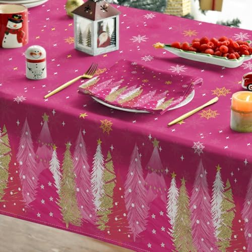 Horaldaily Christmas Tablecloth 60 x 140 Inch Rectangular Christmas Trees