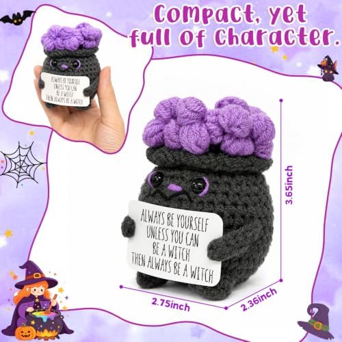 Halloween Decorations Cute Crochet Witch Cauldron Spooky Gift for Women