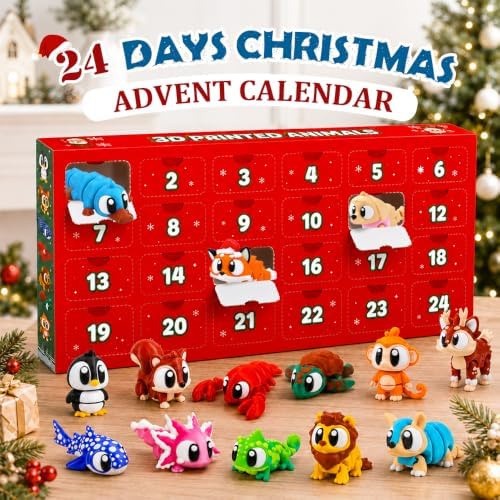 JOICEE 2026 Christmas Advent Calendar with Mini 3D Printed Animals Toys