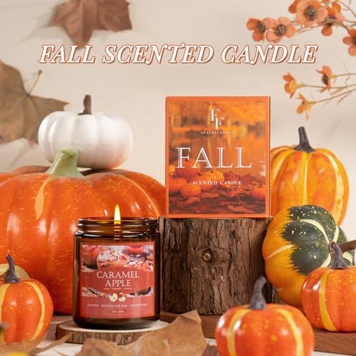 Fall Candle, Caramel Apple Scented Candles for Home, Natural Soy Autumn Candle Aromatherapy Candle, 7 oz Jar Candles
