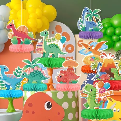 Dinosaur Birthday Party Supplies Kit - Dinosaur Themed Table Decorations with Honeycomb Centerpiece for Splendid Birthday Party Decorations