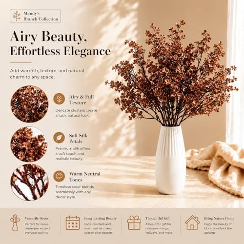 Mandy's 6 Bundles Artificial Brown Baby’s Breath Flowers