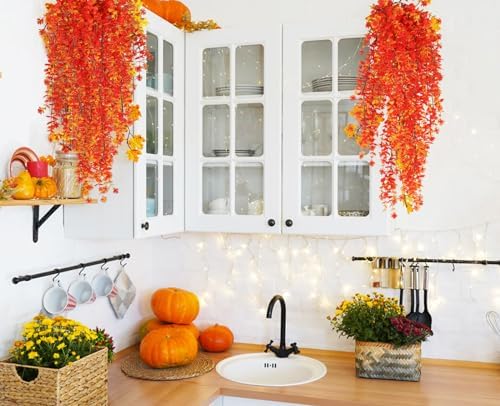 RECUTMS Artificial Hanging Plants Fall Faux Eucalyptus Fake Draping Vines