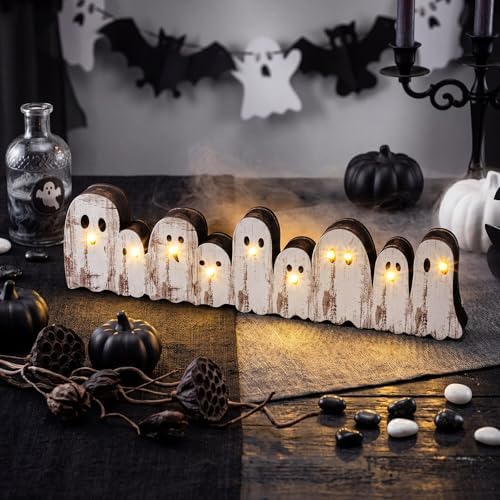 Yousoontic Halloween Indoor Decorations, Light up Ghosts Table Centerpiece