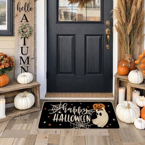 Baccessor Halloween Welcome Doormat Ghost Pumpkin 17x29 Inch
