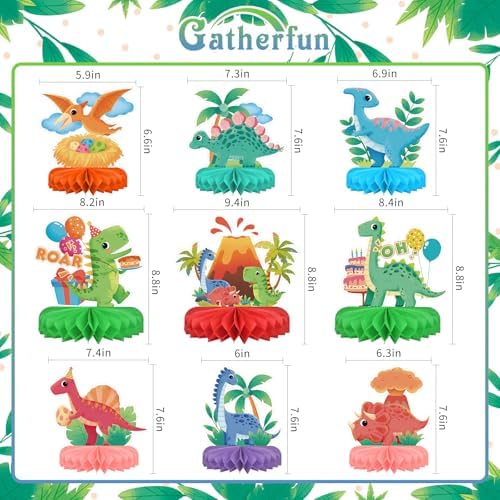 Dinosaur Birthday Party Supplies Kit - Dinosaur Themed Table Decorations with Honeycomb Centerpiece for Splendid Birthday Party Decorations