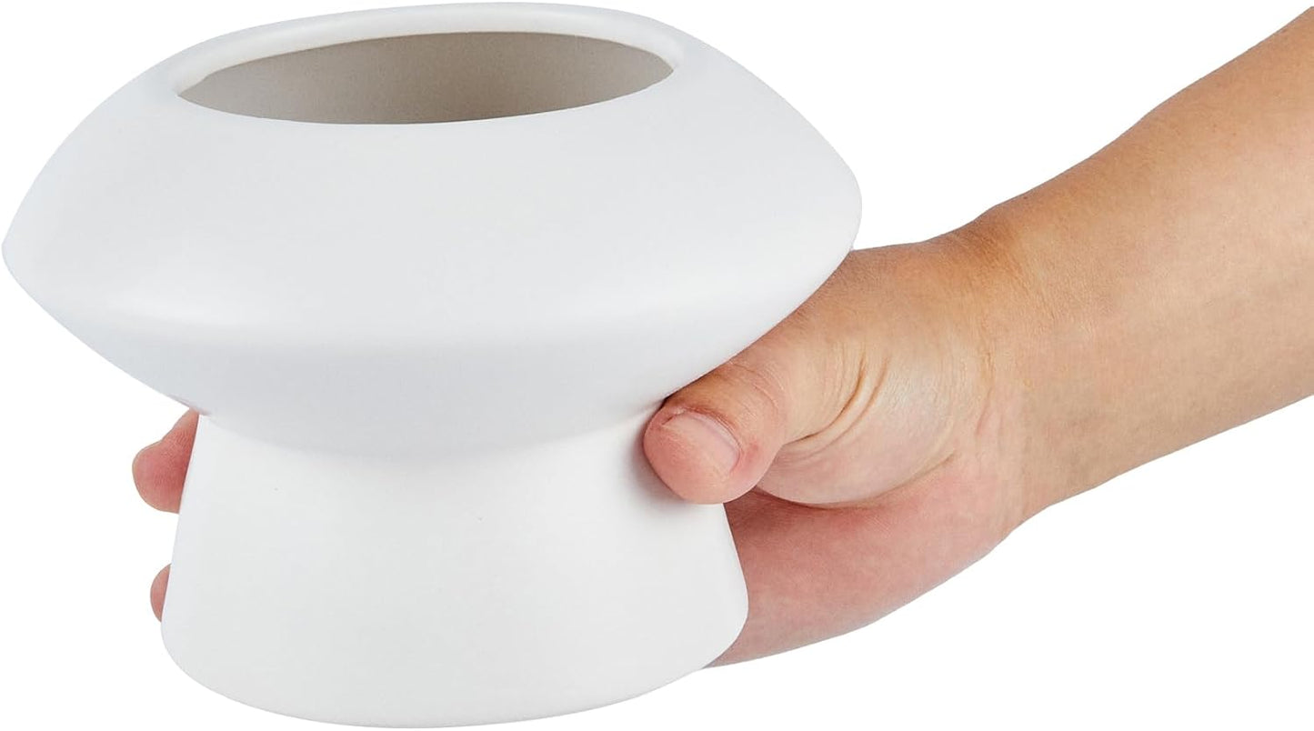 Ceramic Flower Vase 1 Count Modern Decorative Centerpiece / White / Mushroom, 5 3/4 / 5.8 x 5.8 x 4