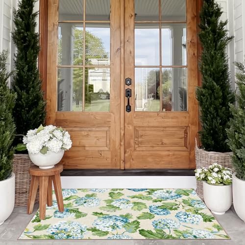 Floral Outdoor Rug - 28"x43" Front Door Mat Indoor Outside Entrance