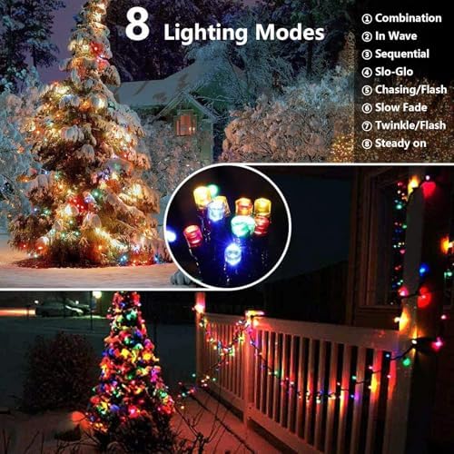 Joomer Solar Christmas Lights Outdoor, 2PACK Total 144FT 400LED, Blue