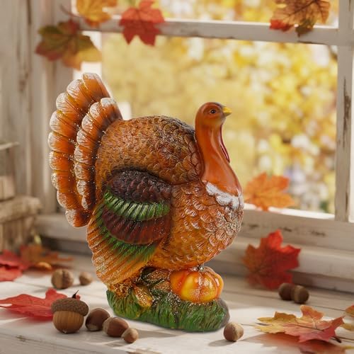 winemana Thanksgiving Resin Turkey Table Decorations, 9.5" Tall