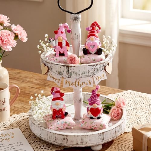Simgoing 4 Pcs Gifts for Mom Resin Gnomes Figurines Love Mom Tabletop Decorations for Women Mother's Birthday Gifts Gnomes Garden Statues Table Centerpieces for Home Decor Mother Birthday Anniversary