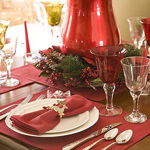 KPOSIYA Christmas Napkin Rings Set of 12 for Holiday Table Decor, Gold