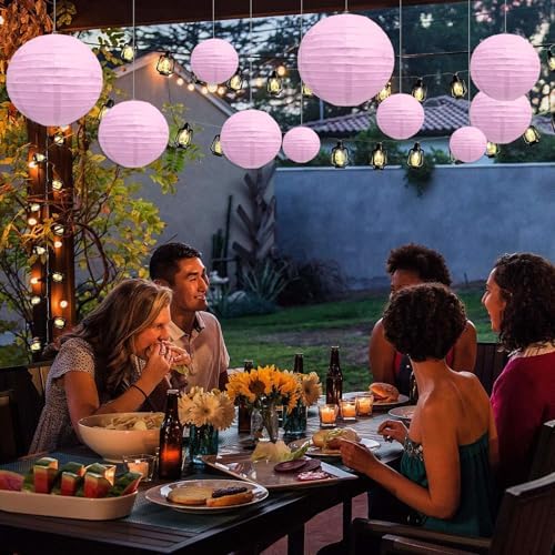 20Pcs Light Purple Paper Lanterns for Parties, 4” 6” 8” 10” 12” Chinese Asian Hanging Round Paper Lanterns for Birthday Wedding Halloween Christmas Home Decor Party Decor