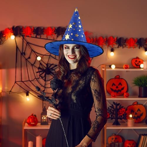 Newcotte 16 Pieces Witch Hats Halloween Costumes for Women Men Modern Witch Hats Fancy Dress Party Decorations