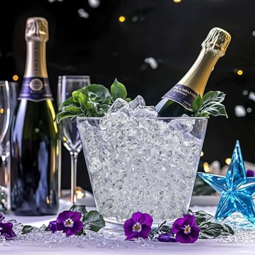 1000 PCS Fake Crystal Ice Rocks Cubes in Gift Box,Clear Tiny Acrylic Stones