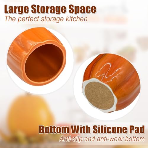pinata Fall Kitchen Decor, Ceramic Fall Pumpkin Utensil Holder