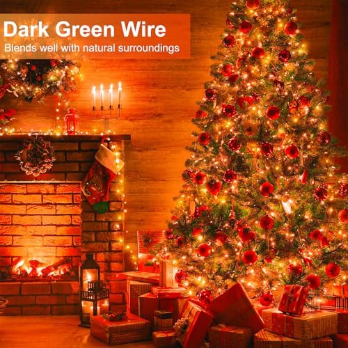 2 Pack Halloween Lights Outdoor, Total 200FT 600 LED Orange String Lights