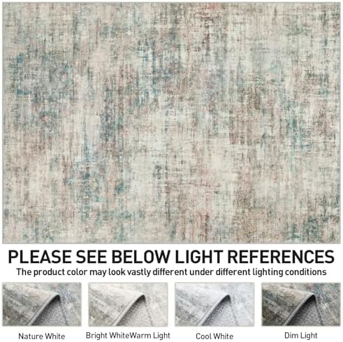 4x6 Area Rugs for Living Room: Washable Abstract Multi Color Badroom Carpet
