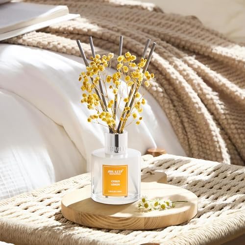 Airkeep Reed Diffuser Set,3.38 fl oz (100 ml) - Citrus Lemon Oil Diffusers with 8 Reed Sticks, Home Fragrance Reed