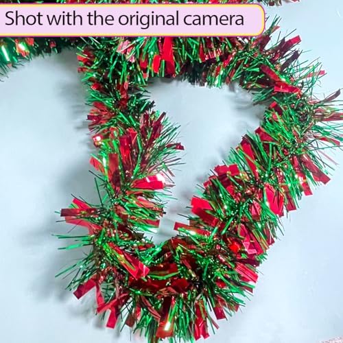 33 Ft Christmas Tinsel Garland Shiny Thick Red and Green Tinsel Decor Xmas Tree Decorations Metallic Twist Foil Garland for Christmas Party Home Stairs Indoor Outdoor Supplies