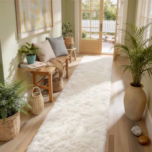 Ophanie Runner Rug for Hallway,2.5x12 Washable Non-Slip Fluffy Soft Bedside Rugs,Bedroom Living Room Shaggy Carpet for