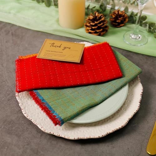 Christmas Cloth Napkin Double-Layer Set of 10, 100% Cotton Red & Green AB Surface Reusable Napkins for Christmas, Weddings, Banquet, Festival Event, Home Decor(Red-Green)