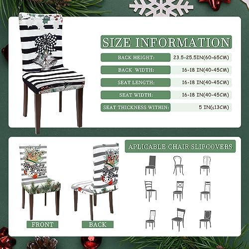 Preboun Christmas Chair Covers Set of 6 Christmas Dining Protector Xmas Tree Truck Bell Slipcovers Removable Washable for Dining Hotel Party Wedding
