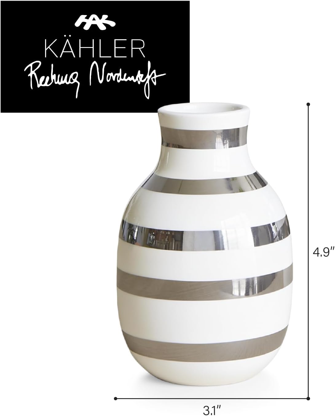 Kahler Omaggio Vase / 12.5 Cm / Silver / 4.9 Inch