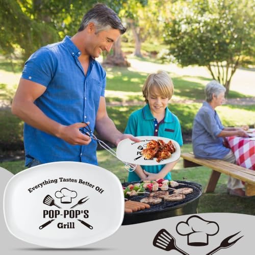 R HORSE Melamine Grill Platter Gift, BBQ White Oval Serving Tray Plate