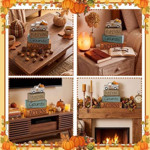 Lineshading 4 Pcs Fall Table Decoration for Home Rutic Fall Truck Decor