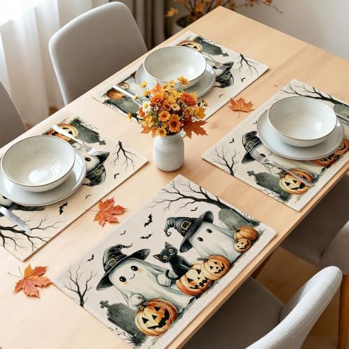 Place Mats Set of 4 12x18 inch (Ghost, 12"x18")