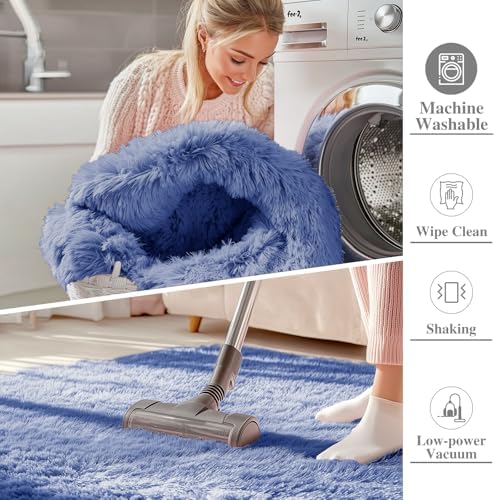 OLANLY 9x12 Machine Washable Large Area Rugs for Living Room, Bedroom, Soft Fluffy Shaggy Bedside Rug, Indoor Floor