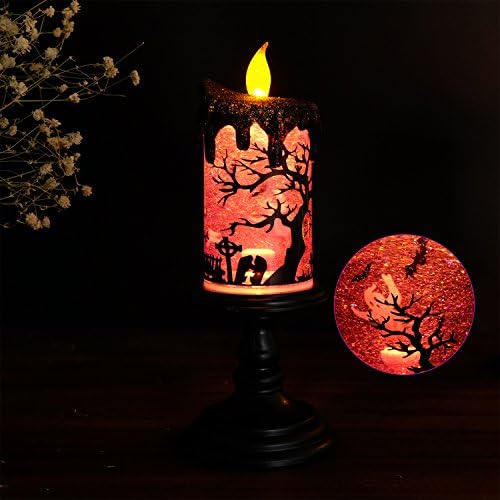 Eldnacele Ghosts Halloween Snow Globe Flameless Candle Battery Operated