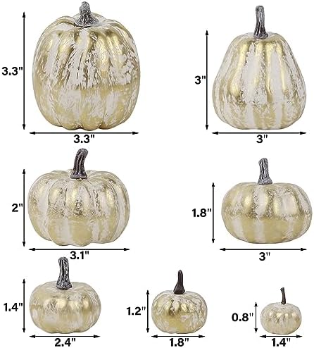 winemana 46 Pcs Artificial Gold Pumpkins Fall Decorations for Home