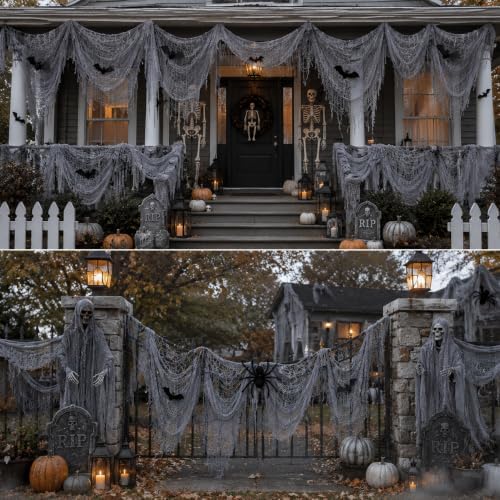 Set of 5 Gray Halloween Gauze Creepy Cloth Fabric Tapestry Decor Decoration