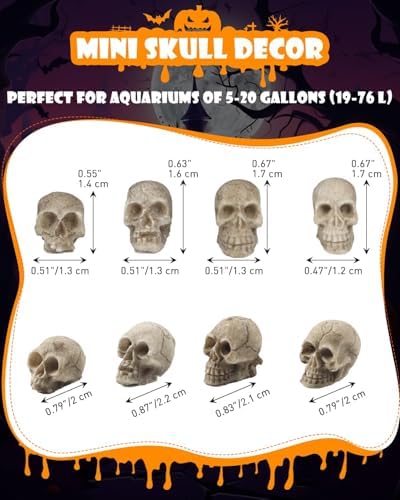 Uniclife 40 Pcs Halloween Mini Skull Decorations, Halloween Fish Tank Decor, Realistic Resin Mini Skulls Figurines for Party Crafts Bar Home, Vase Fillers, Miniature Skeleton Head Table Decor
