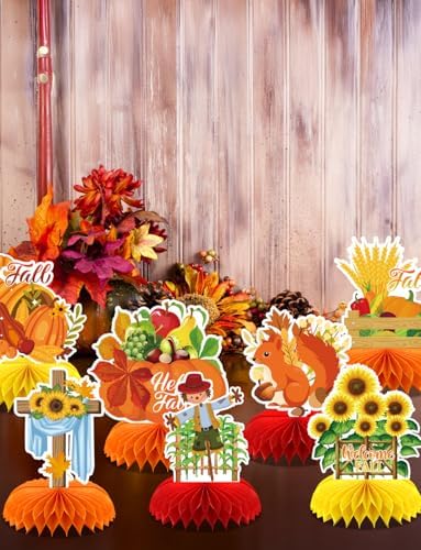 Fall Fall Table Decorations, 9 Pcs, Honeycomb Fall Party Decor