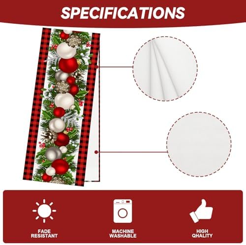 Jiudungs Christmas Table Runner, Xmas Holiday Decorations for Home Decor