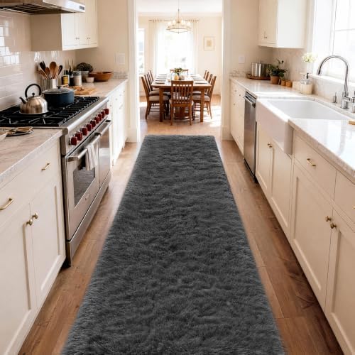 Ophanie Runner Rug for Hallway,2.5x12 Washable Non-Slip Fluffy Soft Bedside Rugs,Bedroom Living Room Shaggy Carpet for