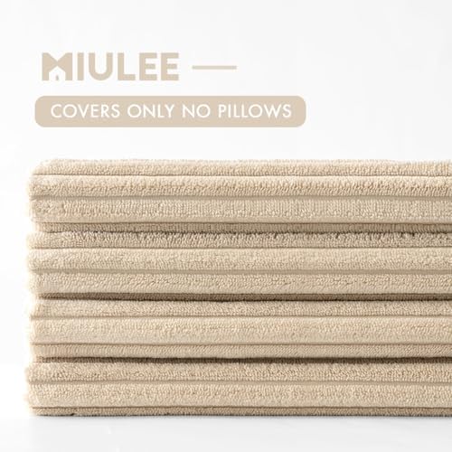 MIULEE Soft Corduroy Decorative Throw Pillow Covers Beige 20x20